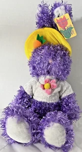 Vintage with original tags Brand New Happy Easter Purple Plush Easter bunny - Picture 1 of 8