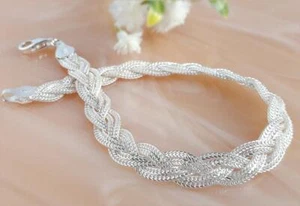 Armband Silber 925 geflochten glänzend 16,5 - 21 cm echt Sterlingsilber sg168 - Bild 1 von 3