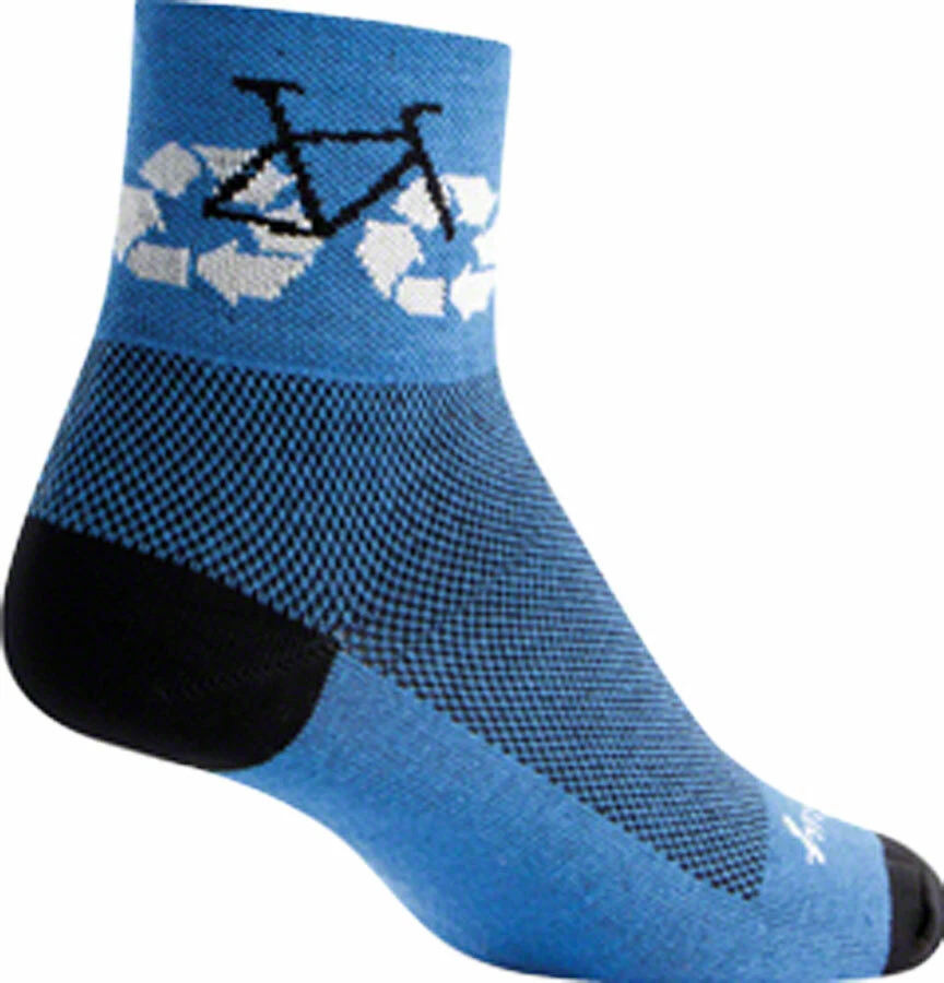 SockGuy Classic Recycle Bike Sock Blue Sm/md