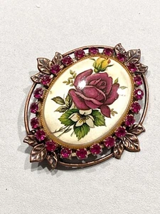 Vintage Strass Brosche Rose Blumen Rosa Anstecknadel Juliana Stil - Bild 1 von 7