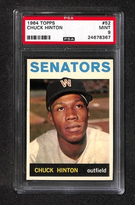 1964 Topps #52 CHUCK HINTON PSA 9 Mint 24678367  - Image 1 of 3
