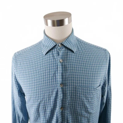 Camisa geométrica azul con botones de algodón Express para hombre mediana Foto 1 de 4