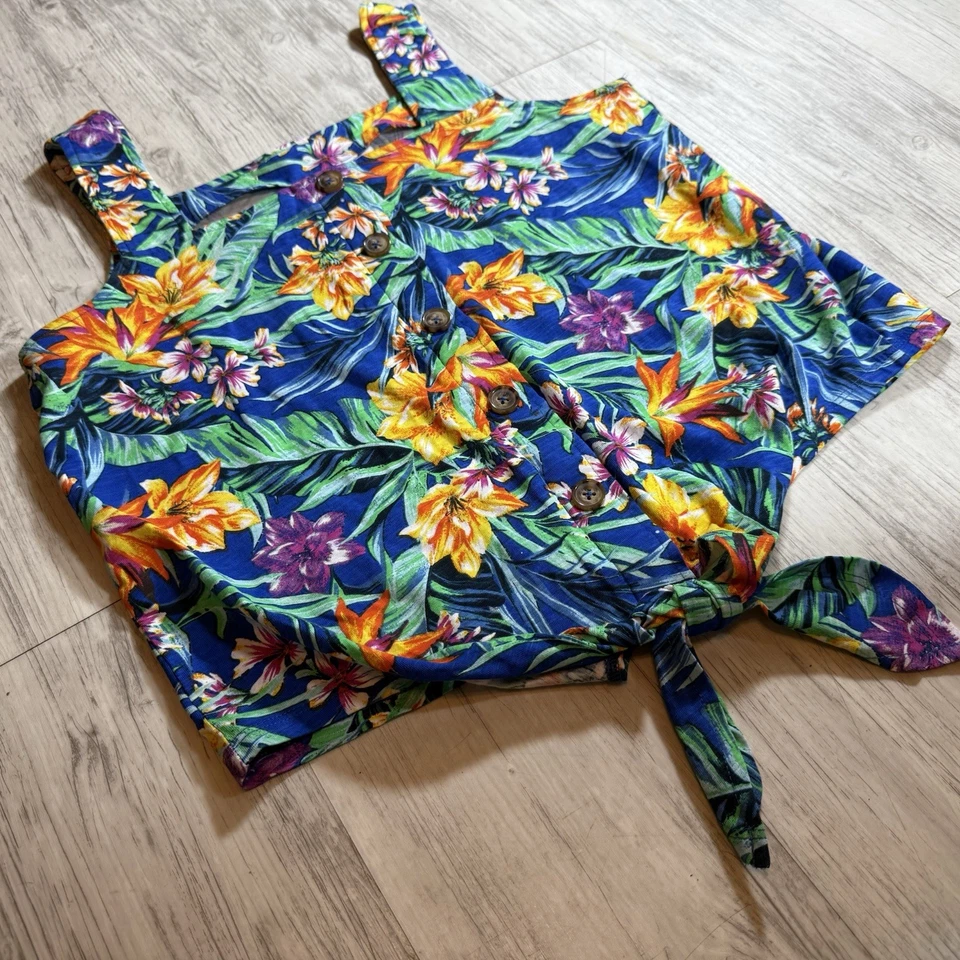 Карибский Joe Маленький Летний Топ без рукавов Тропический Цветочный Отпуск Круизный Остров - Изображение 1 из 4