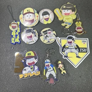 Osomatsu Jyushimatsu Acrylic Keychain Can Badge Baseball Lot Samurai Japan - Picture 1 of 5