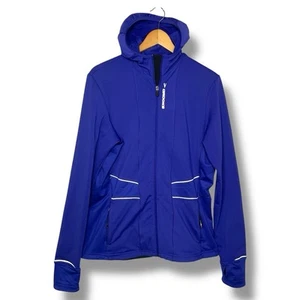 Brooks Equilibrium Running Jacket Women’s XL blue Hooded Full Zip Thumbholes - Picture 1 of 7