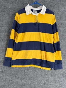 Lands' End Rugby Camicia Donna Media 10-12 Blu Giallo Righe Manica Lunga Polo - Foto 1 di 17