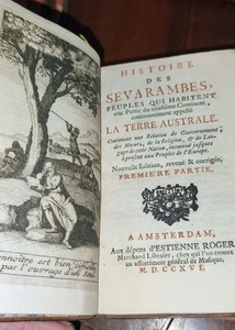 Utopie Veiras Histoire des Sevarambes Amsterdam Estienne Roger 1716 - Foto 1 di 13