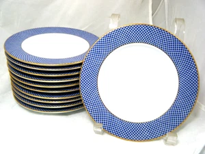 Juego de 11 Platos de Pan Block Spal Blue Skies Borde Dorado Borde Azul Portugal - Imagen 1 de 3