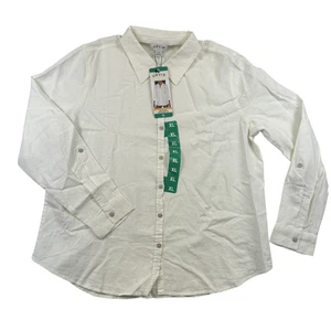 Orvis Shirt Womens XL Long Sleeve Button Up Linen Blend Classic White Top - Picture 1 of 12
