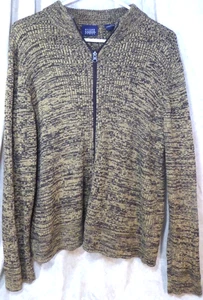 Women's Vintage Hillard & Hanson Brown Wool Knit Zip-Up Sweater Size 1X - Picture 1 of 6