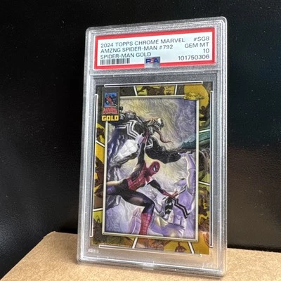2024 Topps Chrome Marvel Amazing Spider-Man #792 Spider-Man Gold PSA 10 - Image 1 of 4