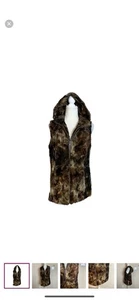 Erin London Damen Weste braun Kunstfell Kapuze Reißverschluss mit Taschen Größe Small - Bild 1 von 10