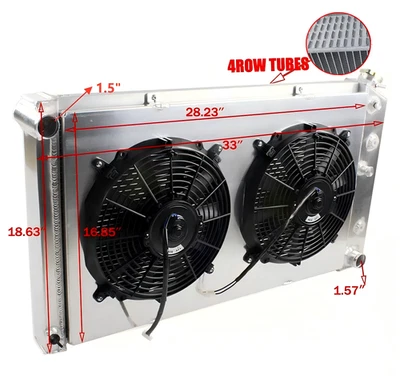 Radiador de aluminio de 4 filas + cubierta + ventilador para Buick Riviera 1967 1968 1969 28" W x 17"" H Foto 1 de 4