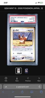 PSA 10 2000 Japonés Eevee Promo No.133 Neo 2 Como Nuevo  Foto 1 de 2