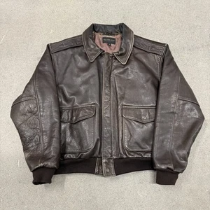 VTG Golden Bear Brown Leather Jacket Coat A-2 Style Mens XL - Picture 1 of 13