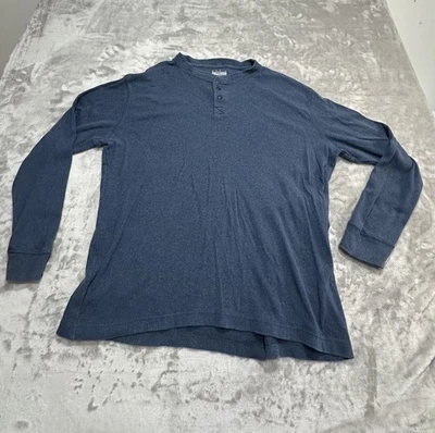 Basic Edition Sweater Shirt Men's Size Large Blue Long Sleeve 3 Button Front EUC - Image 1 of 4