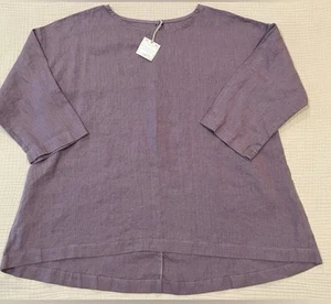 NWT Blue Summer House Purple Boxy Linen Tunic Top Made in Washington Sz L / XL - Picture 1 of 13