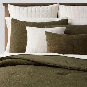 12pc Queen Fuller Micro Texture Comforter & Sheet Bedding Set Dark Green - Picture 1 of 10