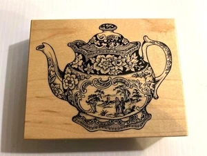Englische TEEKANNE Teekanne Staffordshire Toile Blumen K-1986 1996 PSX Gummistempel - Bild 1 von 2