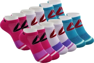 Meias Reebok femininas corte baixo desempenho treinamento multicoloridas pacote com 6 tamanho 9-11 - Imagem 1 de 3