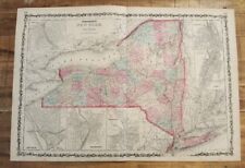 Antique Colored MAP - JOHNSON'S MAP OF NEW YORK / Johnson's Family Atlas 1863