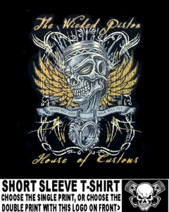 Wicked Piston Customs Hot Rod Old School Evil Skull Custom Kolben T-Shirt WS223 - Bild 1 von 24