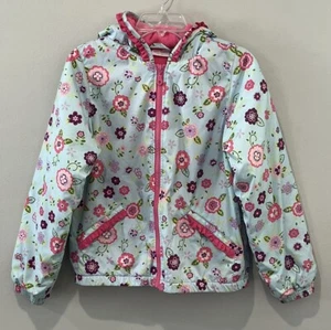 Hanna Andersson Girl's Coat Size 150 (US 12) Pink Floral Ruffle Hood Fleece Line - Picture 1 of 9