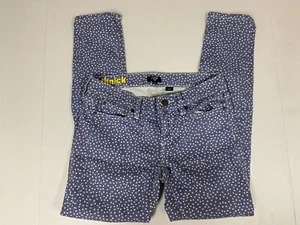 J Crew Womens Jeans 24 toothpick purple polka dots - Picture 1 of 10
