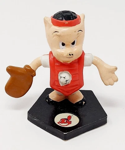 Looney Tunes MLB Cleveland Indians Porky Pig 2.5" PVC Figure Applause 1991 VTG Cover