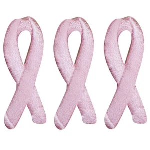 3-Pack Pink Ribbon Applique Patch Breast Cancer Awareness Embroidered Badge 1.5" - Picture 1 of 1