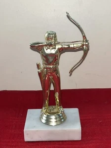 6.75” ARCHERY TROPHIE With WHITE MARBLE BASE MALE FIGURE SPORTS FIGURE AWARD - Picture 1 of 6