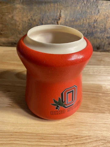 Vintage OHIO STATE FOOTBALL Beer CAN & BOTTLE COOLER MUG DESK CADDY foam 1980s Cover