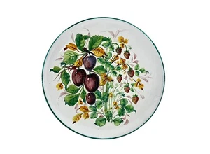 13.5" Round Platter Serving Plate Art Handpainted Italy Numbered 239 Plums - Picture 1 of 9