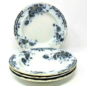 4 BRIDGWOOD & SON SELTENE 8,75" UMRANDETE SUPPENSCHÜSSEL TRANSFER FLOW BLAU TRENTHAM #2 - Bild 1 von 7