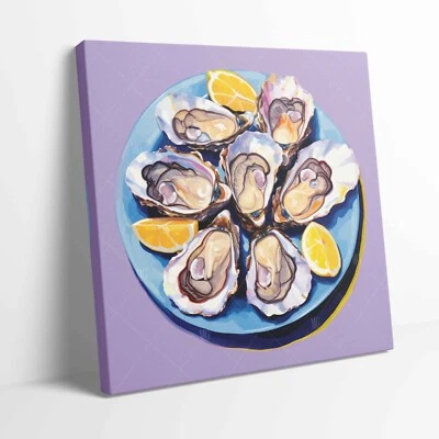 Oysters and Lemon Pop Art Stretched Canvas or Unframed Poster Wall Art More Size - Image 1 of 4