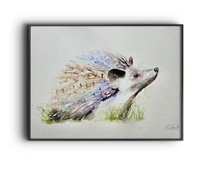 Original watercolour painting signed by Elle Smith Art of A Hedgehog, wall art, - Picture 1 of 6