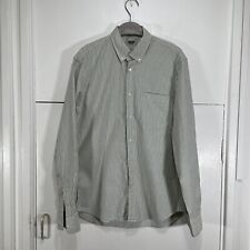 Arket Shirt Cotton Oxford Green Stripe White Pocket Long Sleeve Regular Fit EU48