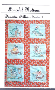 Vintage Stickerei 6 Domestic Dollies Quilts Kissenbezüge Vorhänge Muster - Bild 1 von 2