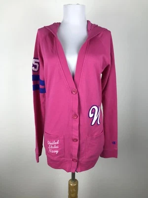 Champion Heritage Cárdigan Sudadera Talla L Rosa Estados Unidos Azul Marino Bordado Foto 1 de 4