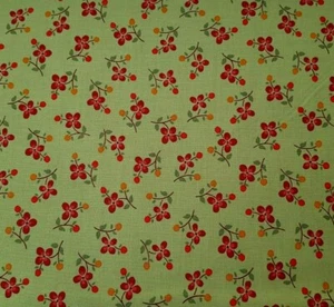 Let It Grow BTY Nancy Rink Marcus Brothers Red Floral Green - Picture 1 of 3