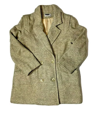 Blazer Herman Kay Lana Beige Doble Pecho Forrado Moteado Talla L  Foto 1 de 4