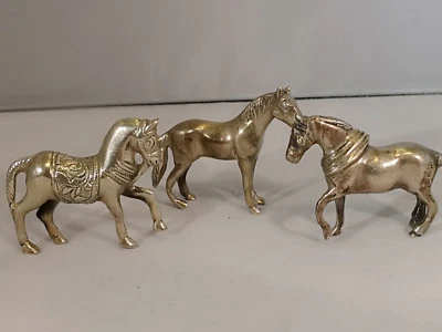 Set 3 cavalli miniature vintage cavallo argento  800 sterling horse 196 grammi! - Immagine 1 di 4