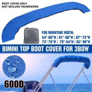 Bleu 600D Bimini Top Sac Rangement Protection pour 3 Bow Bateau Voile de Soleil - Imagen 1 de 14