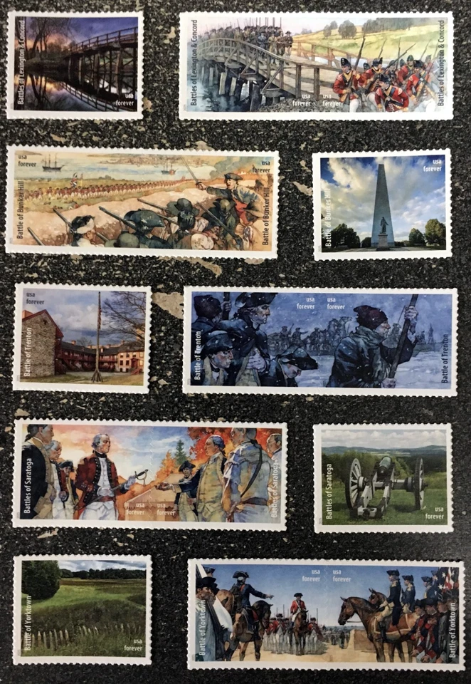 2025USA #5977a-o Forever Battlefields American Revolution Set 15 Single & Pairs - Image 1 of 1