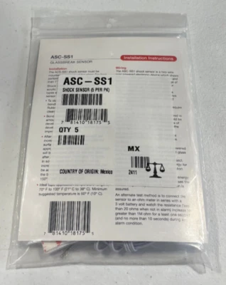 RESIDEO  ASC-SS1 2-Wire Glassbreak Shock Sensor, 8 Range White 5 PACK - image 1 of 2