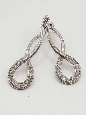 Orecchini Donna Lobo Pendenti Argento 925 Pavé Di Zirconi Segno Infinito X Sempr - Immagine 1 di 4