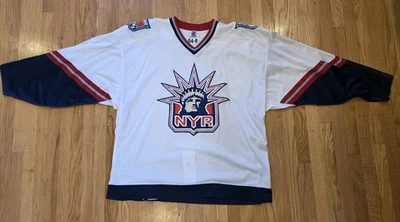 Подлинная футболка New York Rangers с белым ремешком Liberty СТАРТЕР 54-R пустая - Изображение 1 из 4