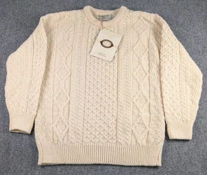 Aran Pullover Market Wollpullover Herren XL Beige Zopfmuster Fischer Neu mit Etikett - Bild 1 von 9
