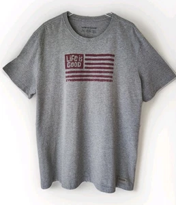 Camiseta Life Is Good American Flag Crusher XXL Gris Rojo Manga Corta Cuello Redondo - Imagen 1 de 9