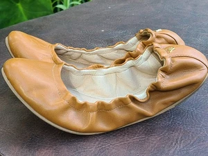 Yosi Samra Größe 7 faltbare Leder-Ballerinas Schuhe karamell hellbraun - Bild 1 von 9